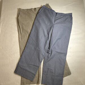 ALFRED DUNNER Blue Stripe Brown Stripe 2Pants Lightweight Elastic Waist Pants 18
